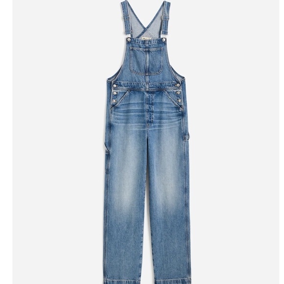 Madewell Denim Relaxed Carpenter Cottagecore Overalls in Lewisberg Wash Size XXS - Picture 2 of 16